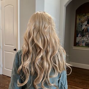 NEW Blonde Balayage 100% Remy Human Hair 20 inch length slip on hair ext…